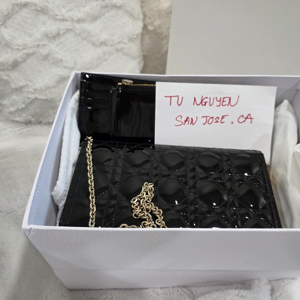 Black Textured Wallet with Gold Snap Closure